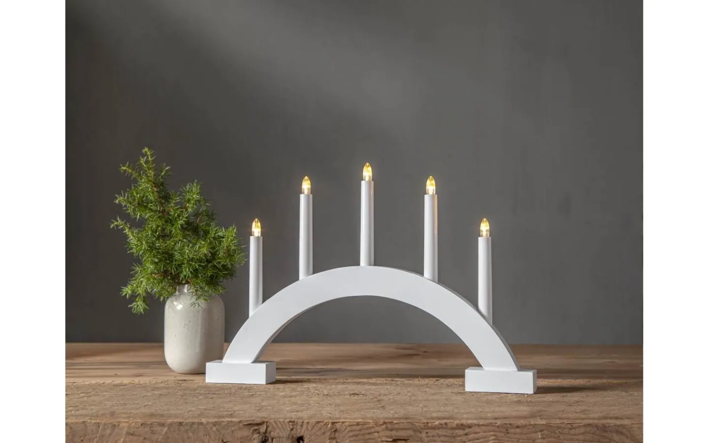 Star Trading Abbe Batteridriven Adventsljusstake 32cm Vit* Visa Alla Adventsljusstakar|Adventsljusstakar 31-60 Cm