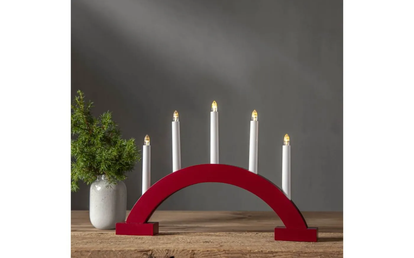 Abbe Batteridriven Adventsljusstake 32cm Röd