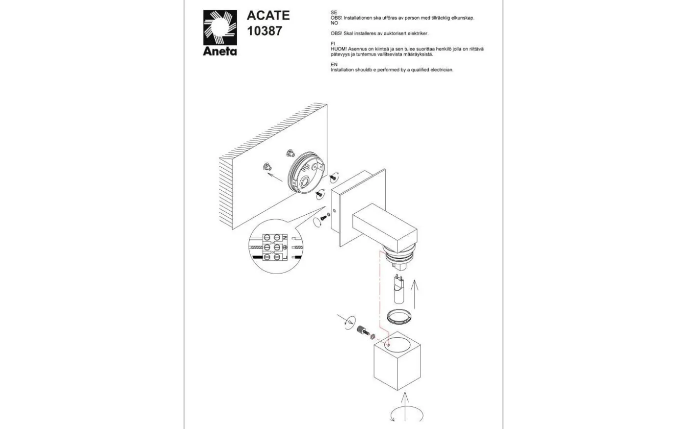 Acate Vägglampa Aluminium IP44