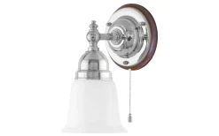 Karlskrona Lampfabrik Adelborg - Förnicklad / Brytare / Brunt fäste* Lampetter