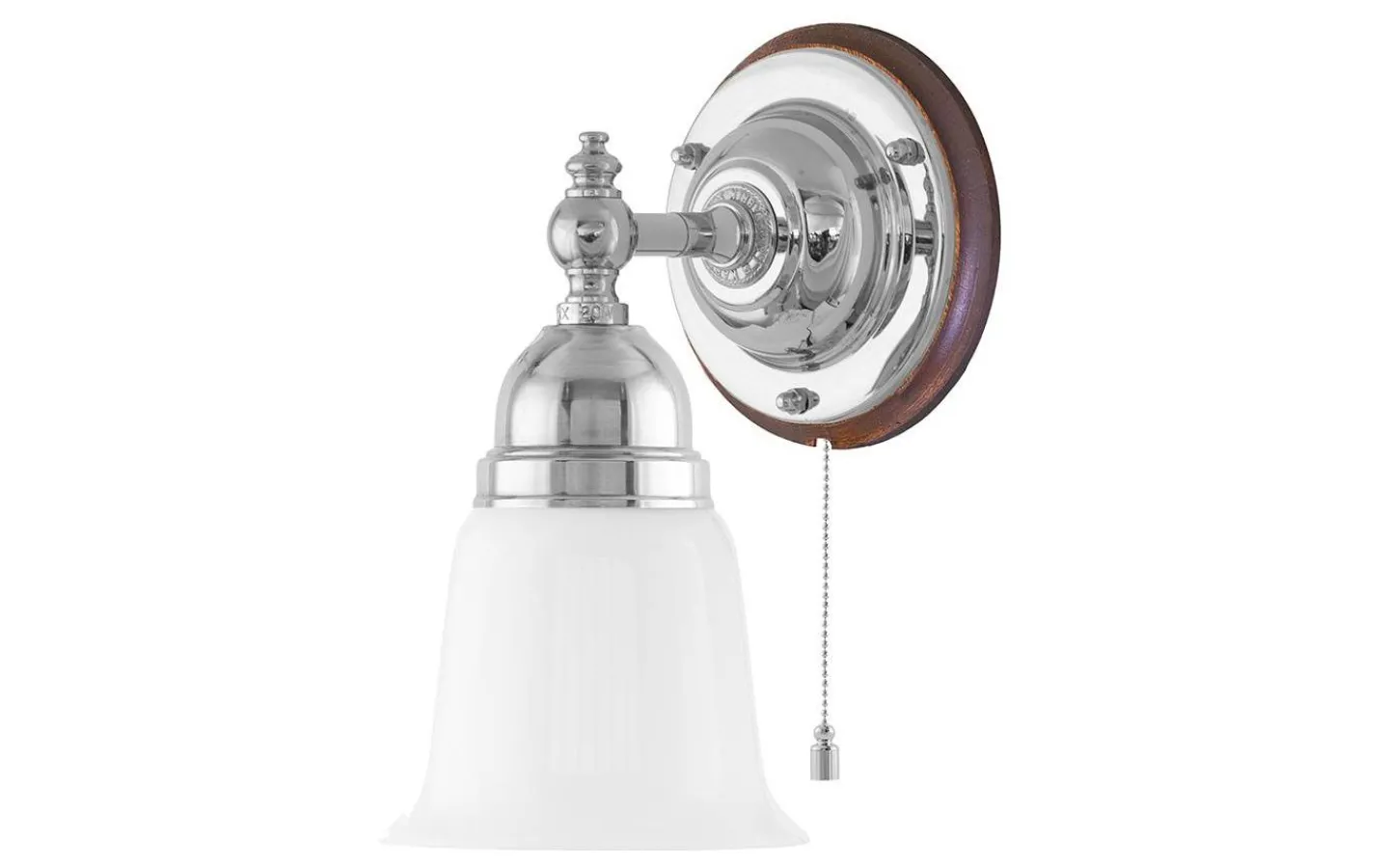 Karlskrona Lampfabrik Adelborg - Förnicklad / Brytare / Brunt fäste* Lampetter