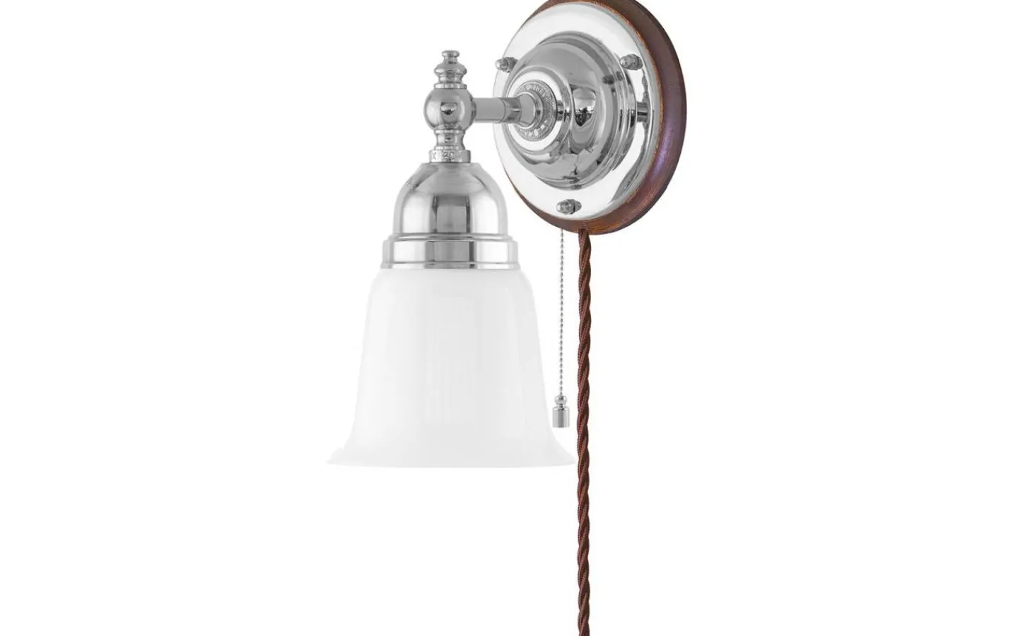 Karlskrona Lampfabrik Adelborg - Förnicklad / Brytare / Brunt fäste* Lampetter