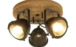 Aneta Alaska Takspotlight 31cm Järngrå/Trä* Runda Takspotlights|Takspot Med 3 Lampor