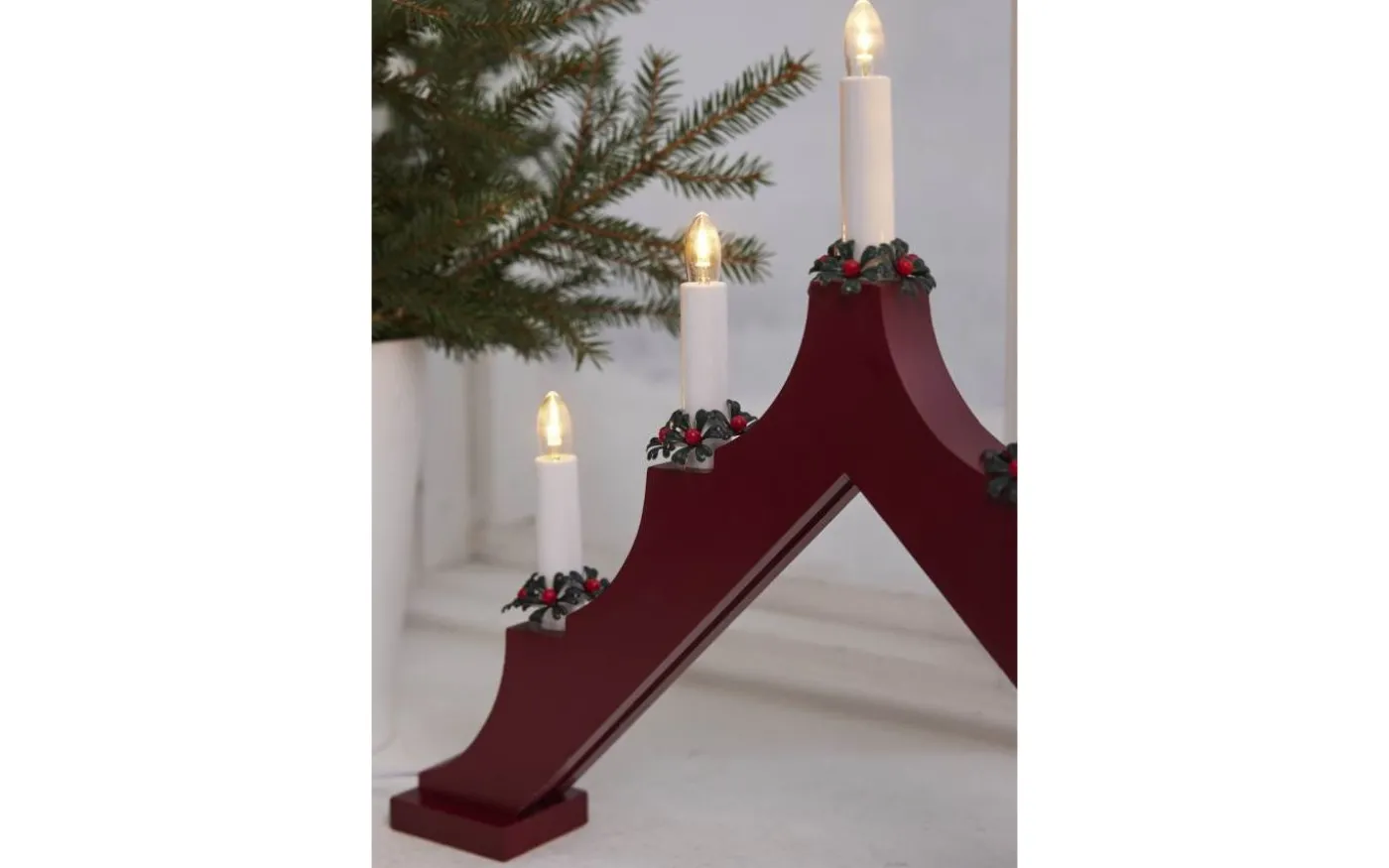 Alma Adventsljusstake LED Röd 34cm