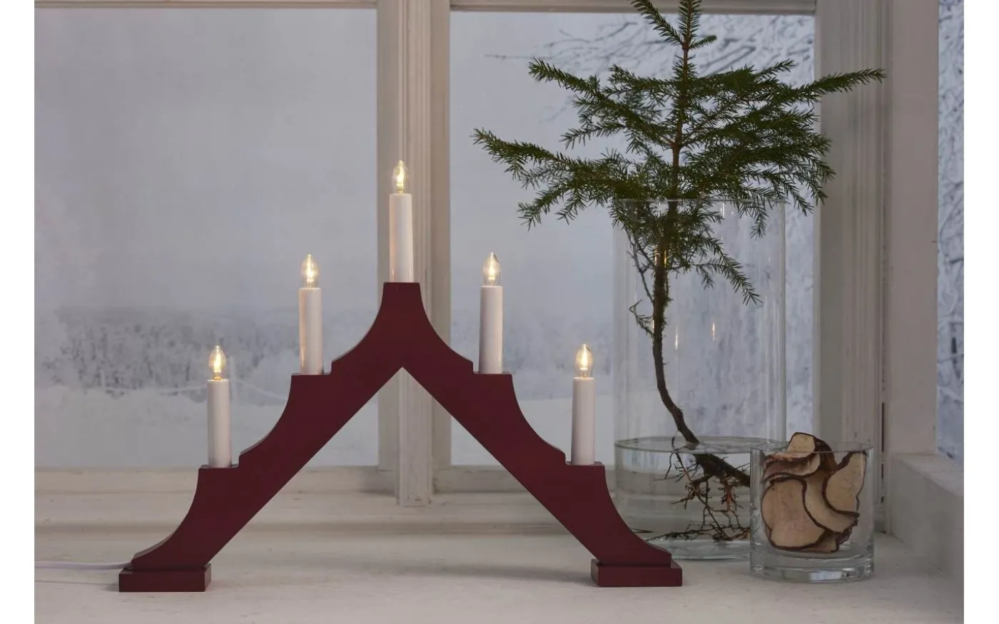 Alma Adventsljusstake LED Röd 34cm