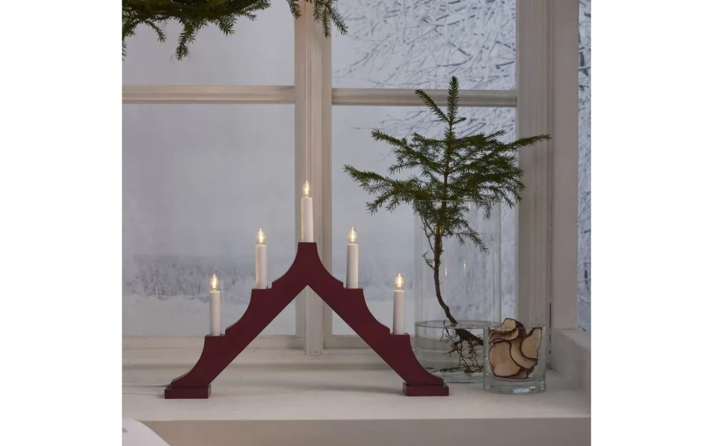 Alma Adventsljusstake LED Röd 34cm