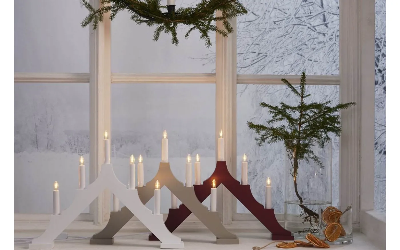 Alma Adventsljusstake LED Röd 34cm