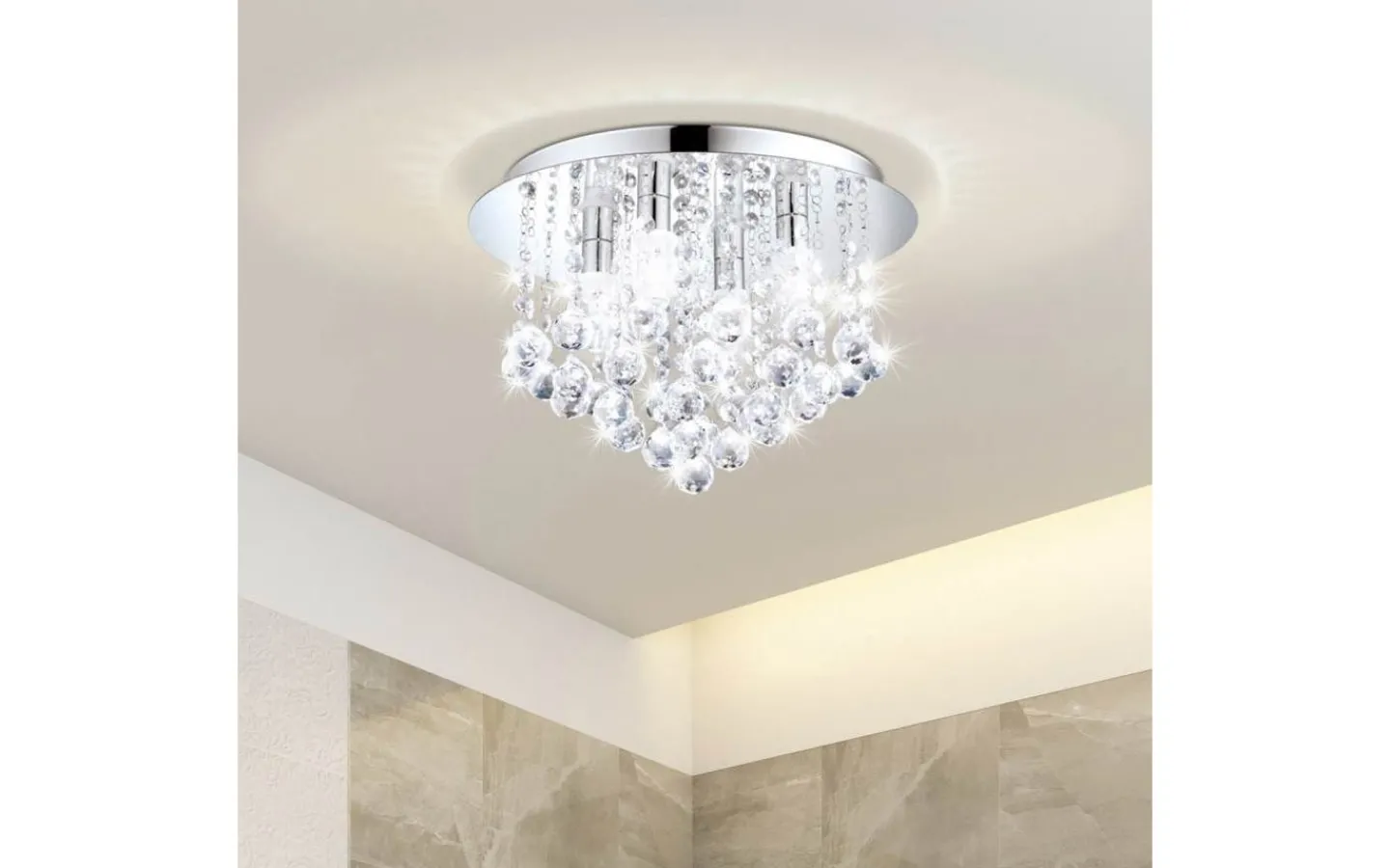 Badrumslampor Tak<Eglo Almonte Kristallplafond 35cm G9 LED 3000K 4x3W Krom IP44