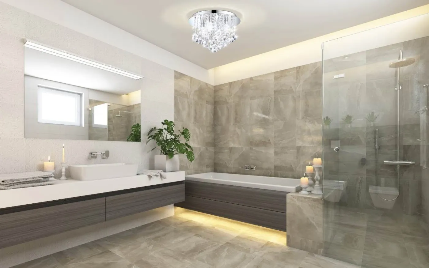 Almonte Kristallplafond 50cm G9 LED 3000K 8x3W Krom IP44