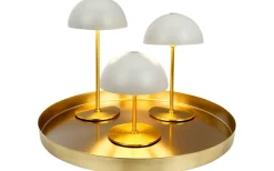 Uppladdningsbara Lampor Inomhus<Dyberg Larsen Along Uppladdningsbar Bordslampa 12/20cm 3 styck + Bricka Beige/Mässing