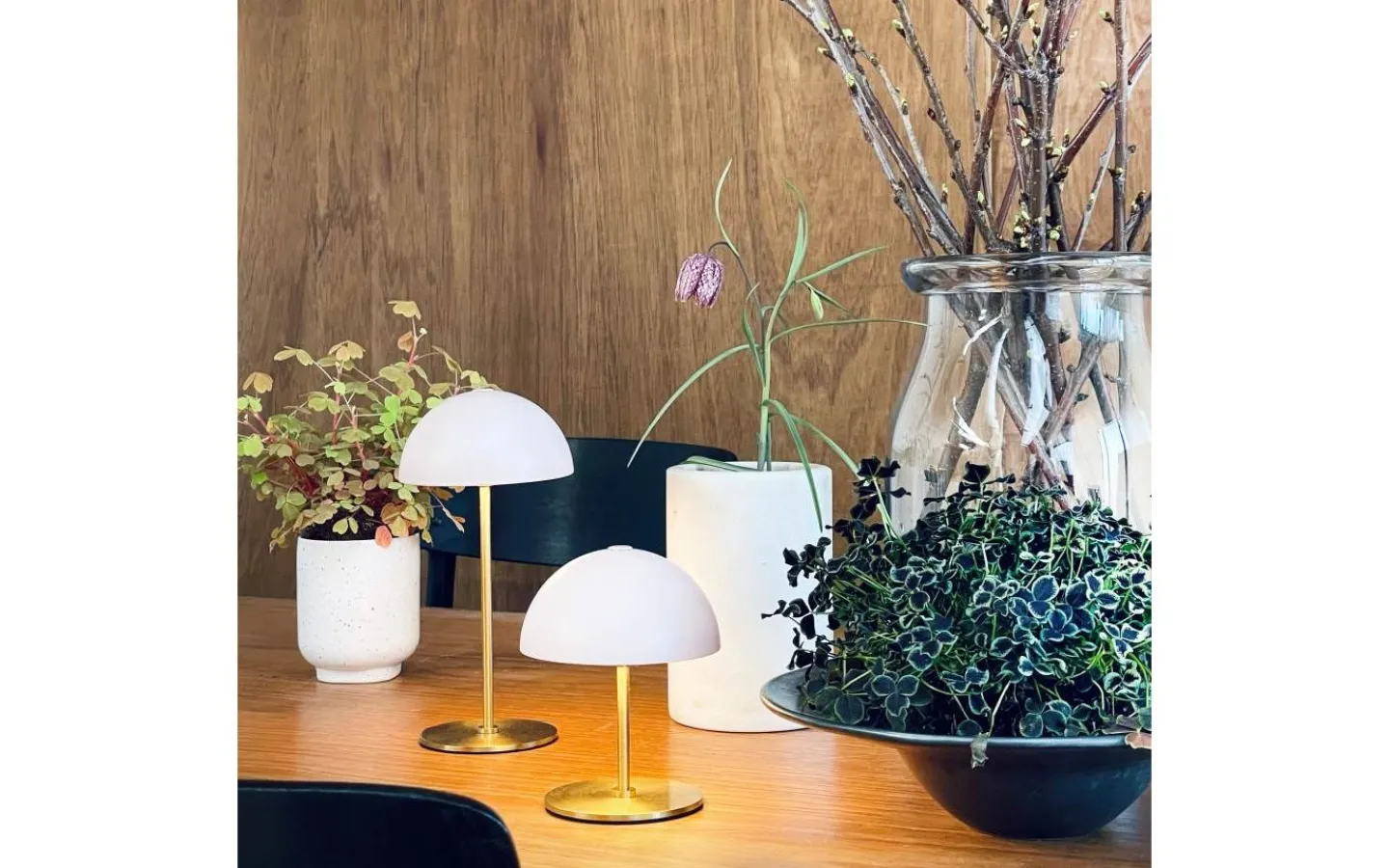 Dyberg Larsen Along Uppladdningsbar Bordslampa 12/20cm 2 styck Beige/Mässing* Uppladdningsbara Lampor Inomhus