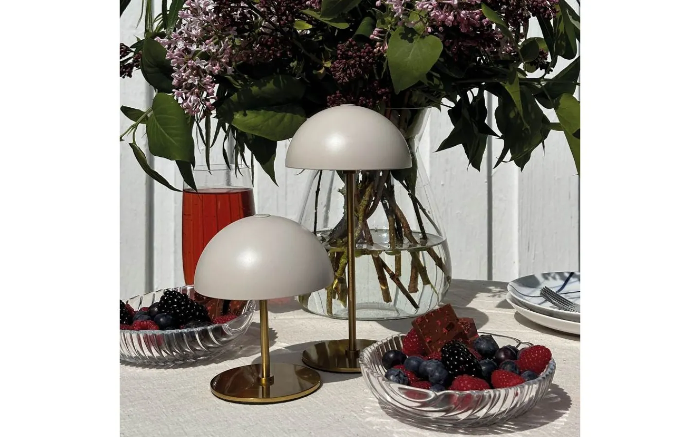 Dyberg Larsen Along Uppladdningsbar Bordslampa 12/20cm 2 styck Beige/Mässing* Uppladdningsbara Lampor Inomhus