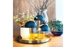 Dyberg Larsen Along Uppladdningsbar Bordslampa 12/20cm 3 styck + Bricka Svart/Mässing* Uppladdningsbara Lampor Inomhus