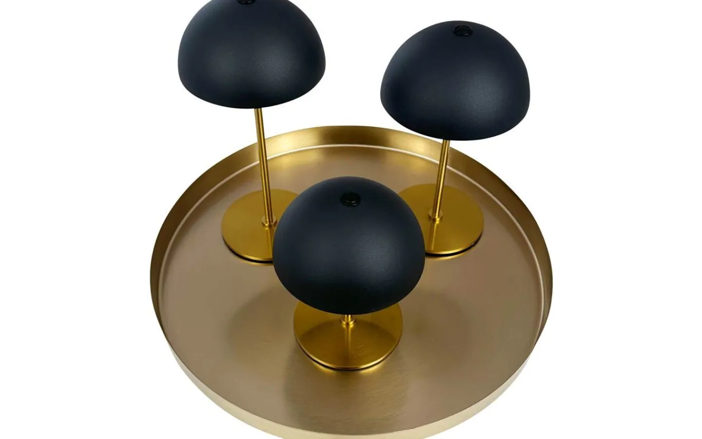 Dyberg Larsen Along Uppladdningsbar Bordslampa 12/20cm 3 styck + Bricka Svart/Mässing* Uppladdningsbara Lampor Inomhus