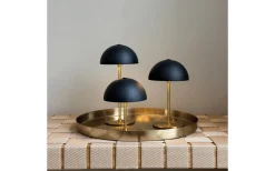 Dyberg Larsen Along Uppladdningsbar Bordslampa 12/20cm 3 styck + Bricka Svart/Mässing* Uppladdningsbara Lampor Inomhus