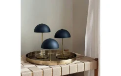 Dyberg Larsen Along Uppladdningsbar Bordslampa 12/20cm 3 styck + Bricka Svart/Mässing* Uppladdningsbara Lampor Inomhus