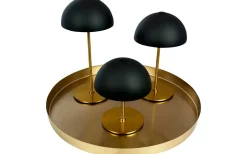 Dyberg Larsen Along Uppladdningsbar Bordslampa 12/20cm 3 styck + Bricka Svart/Mässing* Uppladdningsbara Lampor Inomhus