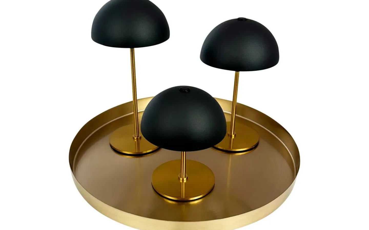 Dyberg Larsen Along Uppladdningsbar Bordslampa 12/20cm 3 styck + Bricka Svart/Mässing* Uppladdningsbara Lampor Inomhus