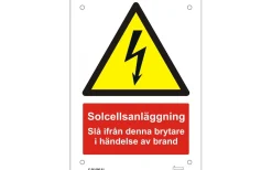 Strömförsörjn.,Nätstörskydd<Malmbergs Aluminiumskylt Solcellsanläggning DC-brytare