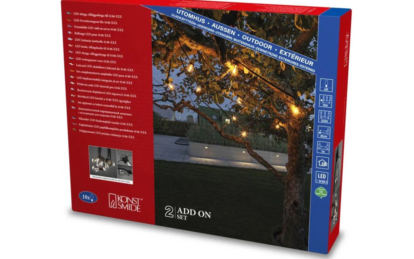 Ambaz Ljusslinga EXTRA 9,15m 10L Flatkabel Amber IP44