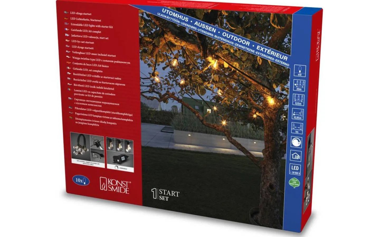 Konstsmide Ambaz Ljusslinga START 9,15m 10L Flatkabel Amber IP44* Partyslingor Utomhus 230V|Partyslingor Utomhus 230V