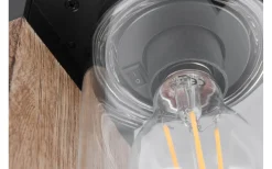 Trio Lighting Ardila Pollare 65cm E27 trä/matt svart skymningssensor IP44* Pollare & Grindlyktor