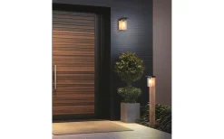 Vägglyktor<Trio Lighting Ardila Vägglampa E27 trä/matt svart skymningssensor IP44