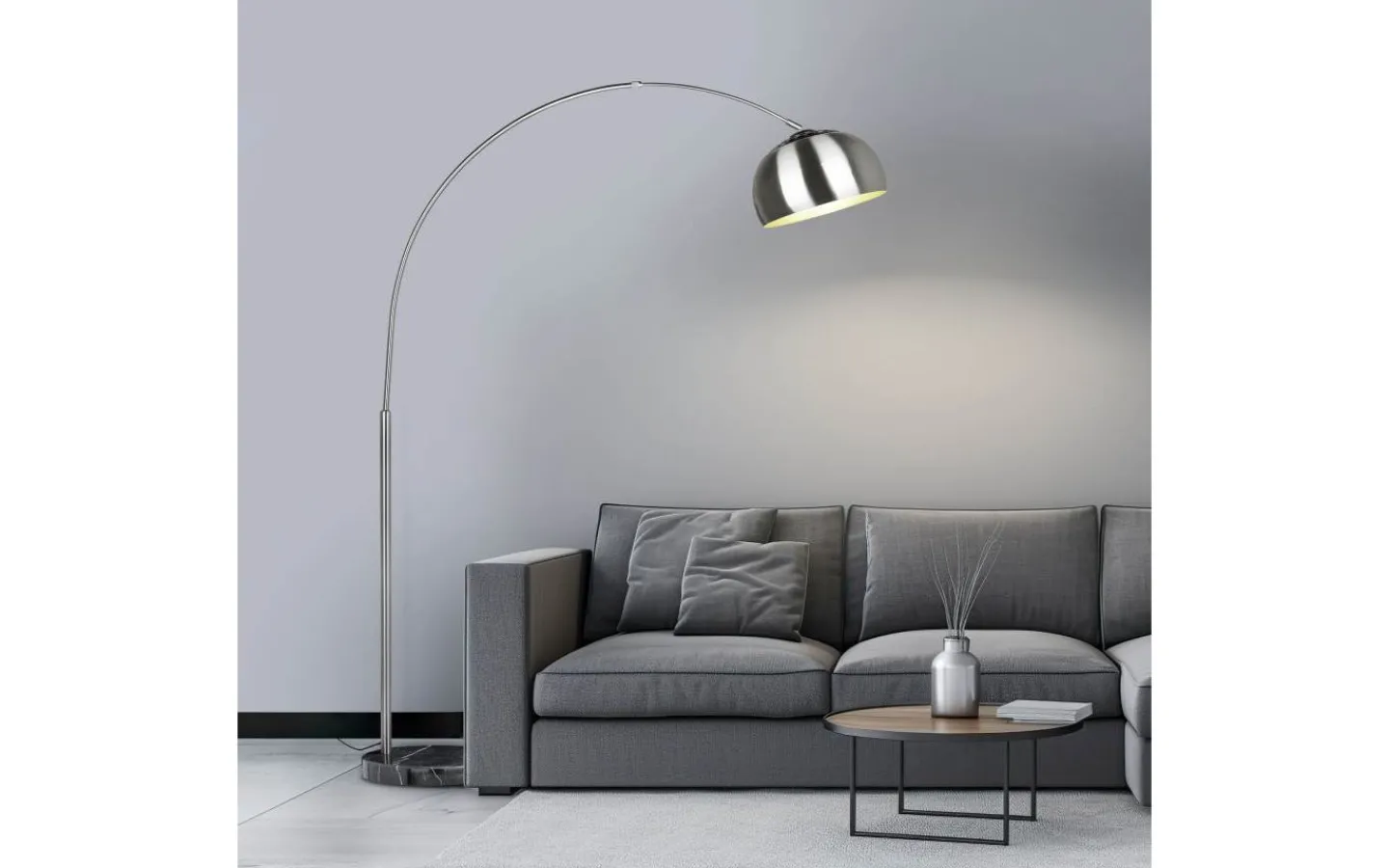 Trio Lighting Argentina Golvlampa E27 borstat stål* Golvlampor|Golvläslampor