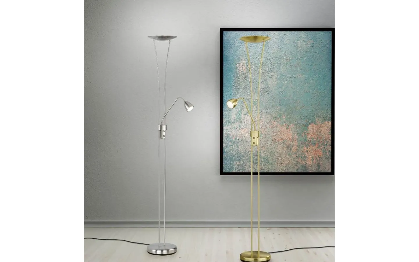 Trio Lighting Arizona Golvlampa LED uplight borstad stål* Uplight|Golvläslampor