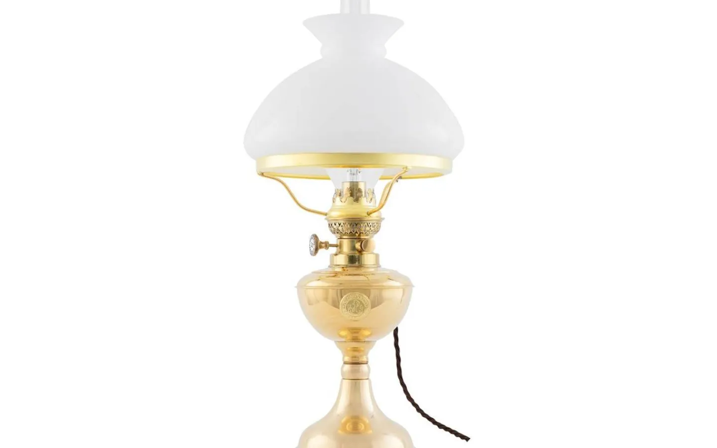 Karlskrona Lampfabrik Arnö 190 - Mässing / Elmonterad* Fotogenlampor|Bordslampor