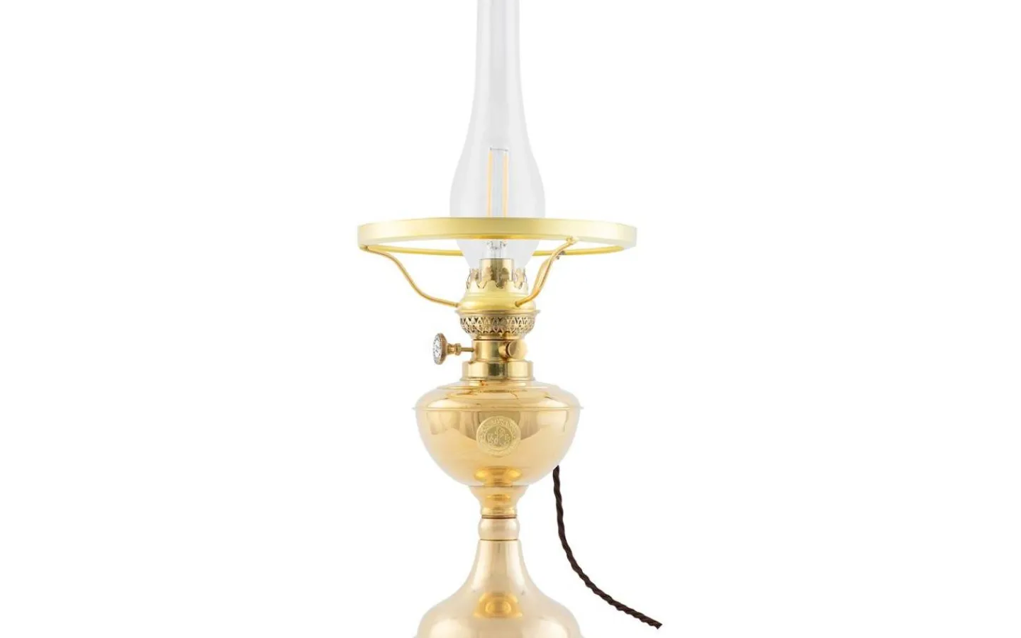 Karlskrona Lampfabrik Arnö 190 - Mässing / Elmonterad* Fotogenlampor|Bordslampor