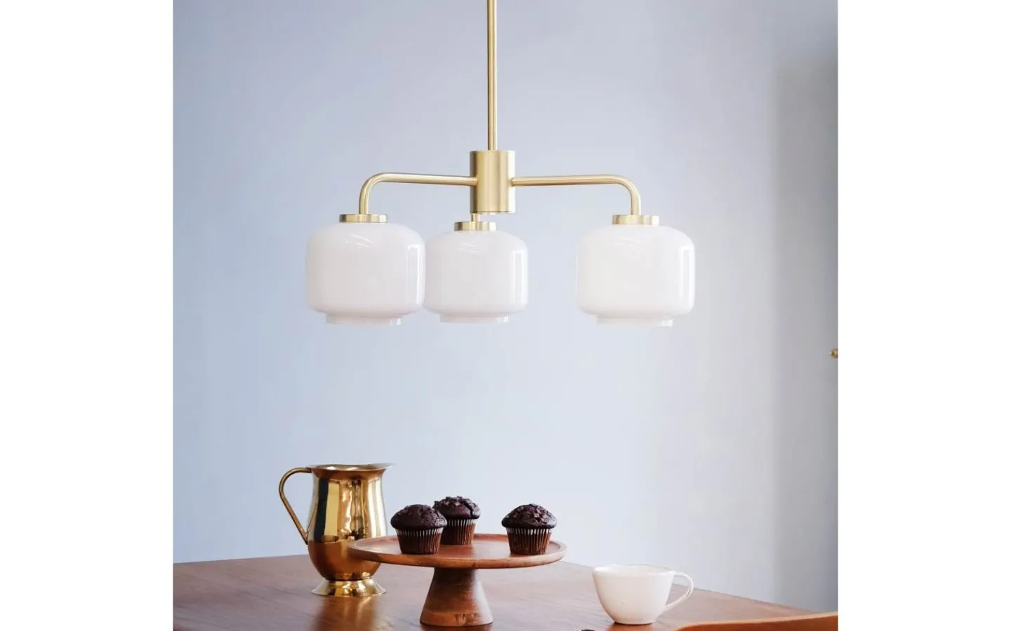 Dyberg Larsen Arp Takkrona 54cm 3 Kupor Opal/Mässing* Stora Taklampor Ø50-69 Cm