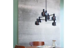 Dyberg Larsen Arp Takkrona 50cm 6 Kupor Svart/Rök* Stora Taklampor Ø50-69 Cm