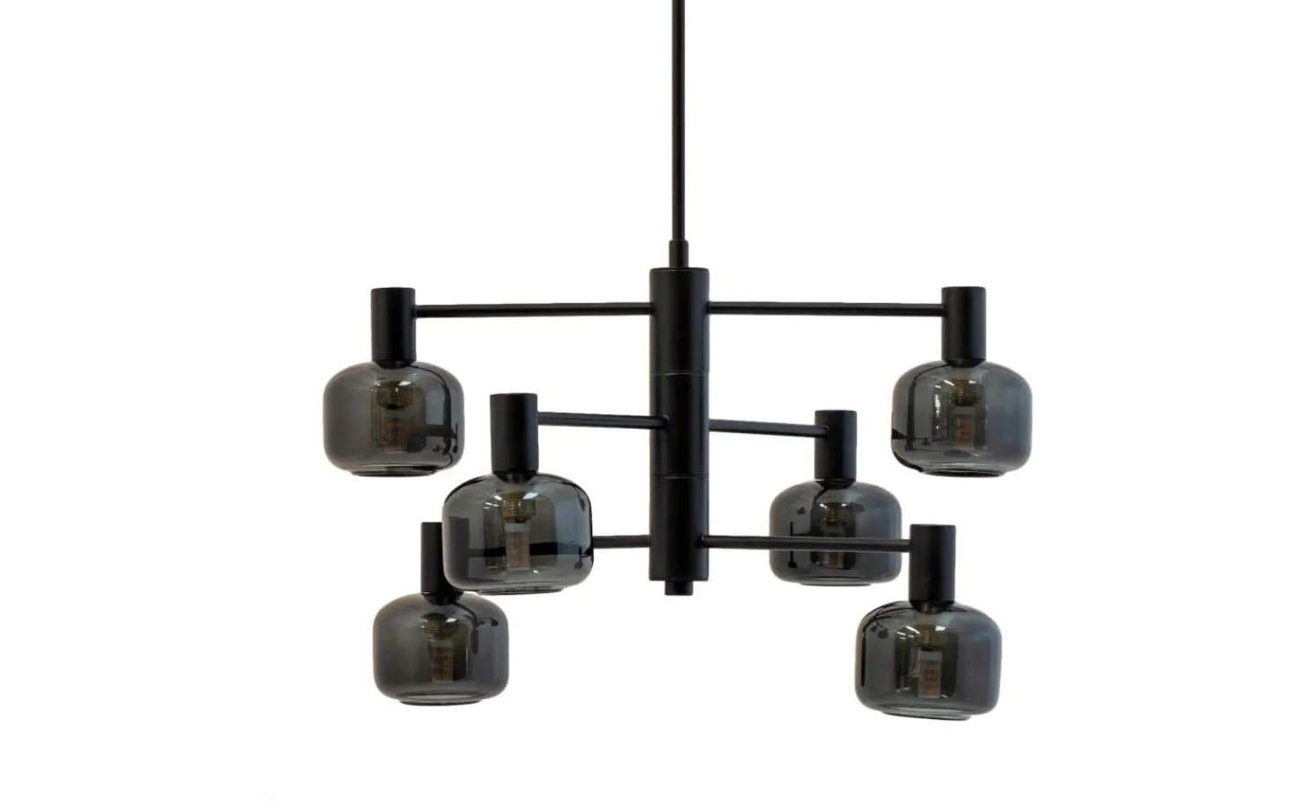 Dyberg Larsen Arp Takkrona 50cm 6 Kupor Svart/Rök* Stora Taklampor Ø50-69 Cm