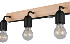 Trio Lighting Arturo H2O Vägglampa 3-delad E27 trä/matt svart IP44* Badrumslampor Vägg