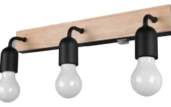 Trio Lighting Arturo H2O Vägglampa 3-delad E27 trä/matt svart IP44* Badrumslampor Vägg