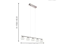 Eglo Ascolese Taklampa 90cm LED 3000K 5x3,3W Nickel* Avlånga Taklampor