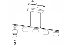 Eglo Ascolese Taklampa 90cm LED 3000K 5x3,3W Nickel* Avlånga Taklampor