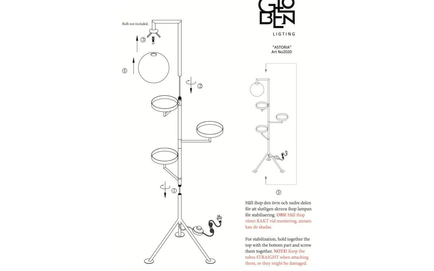 Astoria Golvlampa 153cm G9 Svart