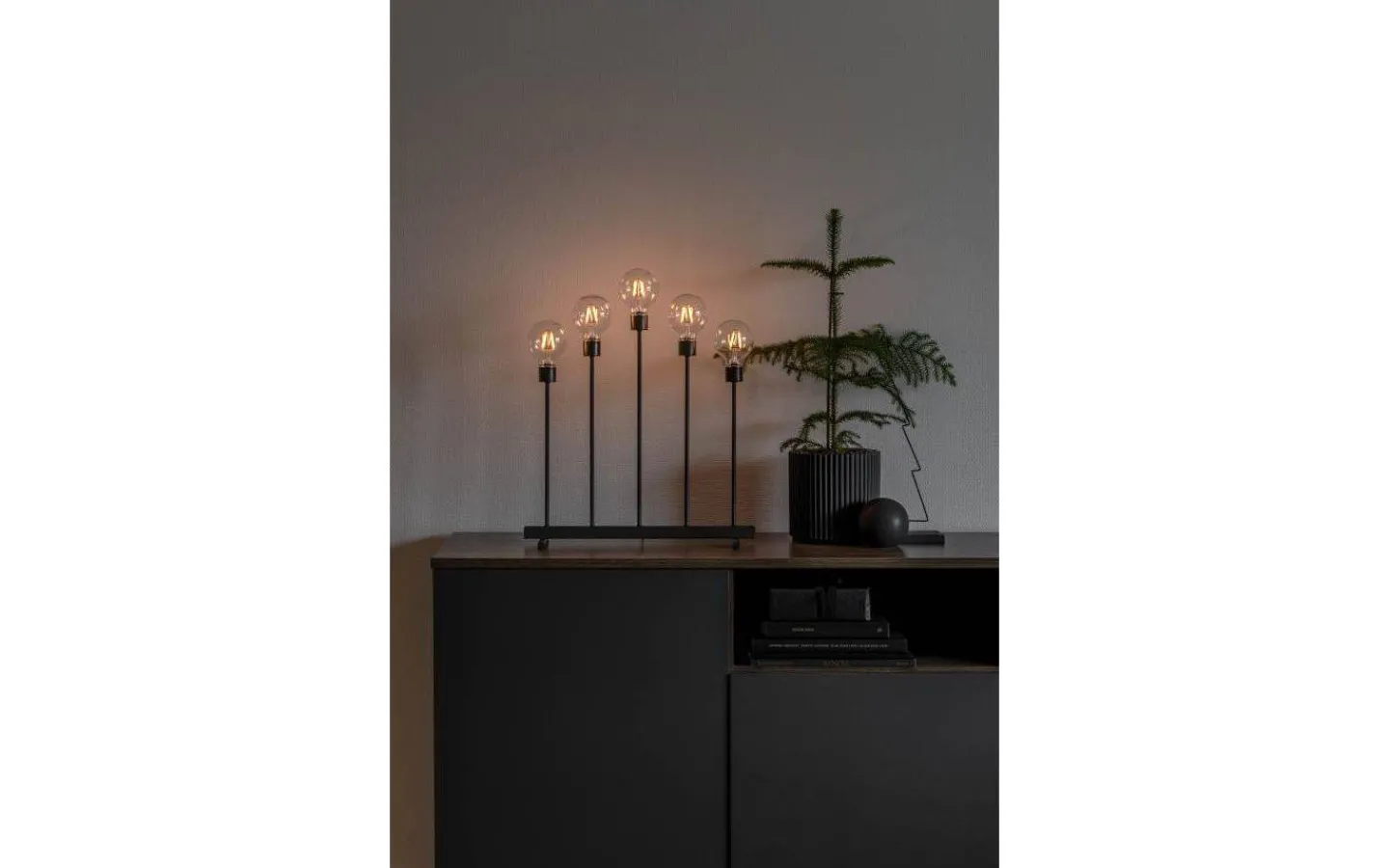 Konstsmide Axel Adventsljusstake LED 5L Svart 54cm* Visa Alla Adventsljusstakar|Adventsljusstakar 31-60 Cm