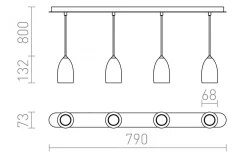 Babades Taklampa 79cm Krom