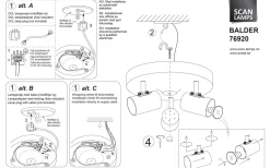 Aneta Balder Takspotlight 25cm Svart/Matt Mässing* Runda Takspotlights|Takspot Med 3 Lampor