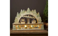 Batteridrivna Adventsljusstakar|Visa Alla Adventsljusstakar<Star Trading Bamberg Batteridriven Ljusstake 45cm Vit/Grön