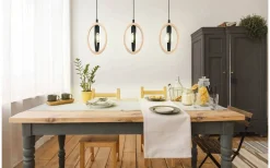 Eglo Basildon Taklampa 78cm 3L Trä/Svart* Avlånga Taklampor