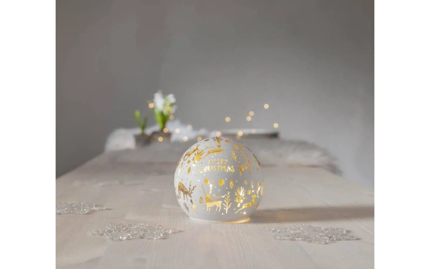 Batteri Julpynt Inomhus<Star Trading Batteridriven Glasdekoration Merry X-mas 11cm Vit