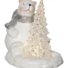 Batteridriven Juldekoration Sittandes Isbjörn med Gran Vit