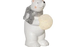 Batteri Julpynt Inomhus<Star Trading Batteridriven Juldekoration Stående Isbjörn med Snöboll Vit