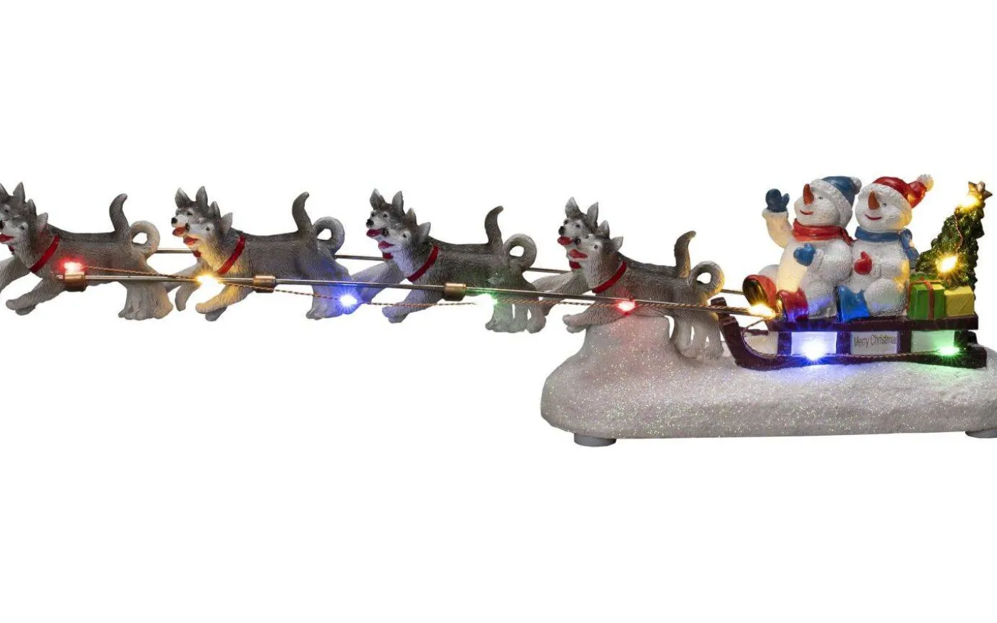 Batteridriven Juldekoration Snögubbar i Släde Multi