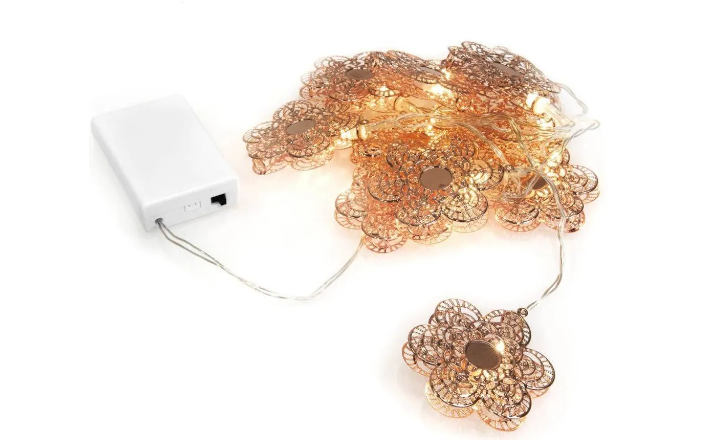 Batteridriven Ljusslinga 90cm Blommor Koppar