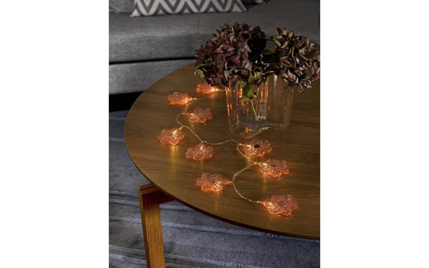 Batteridriven Ljusslinga 90cm Blommor Koppar